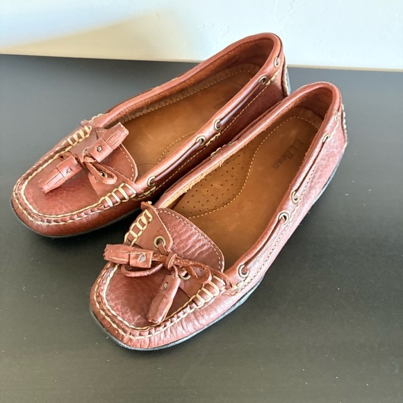 NWOT L.L. Bean Women's Brown Leather Loafer Driving Moccasins w/Tassel Comfort - Picture 6 of 12